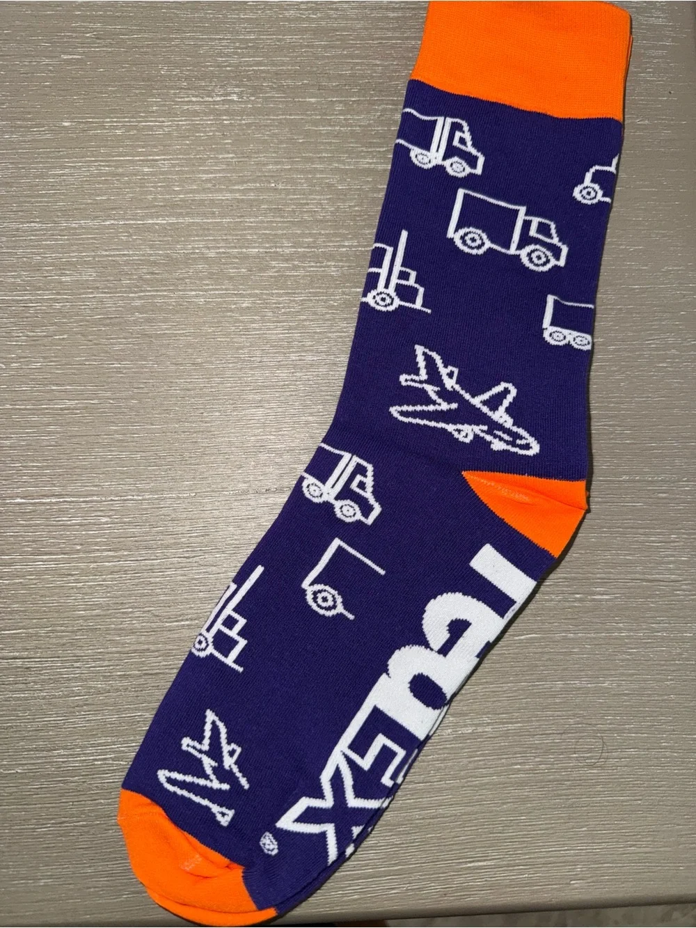 Fed ex Crew Socks - Purple & Orange Transport Pattern